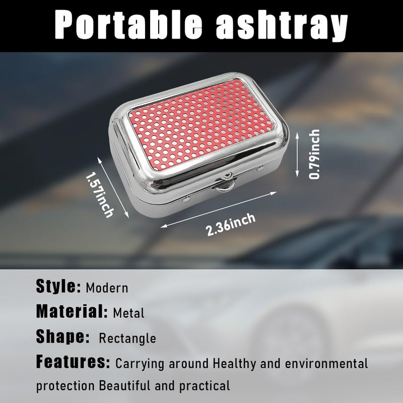 Yourkar Portable Ashtrays, Stainless Steel Carry-on Mini Ashtray with Windproof Lid, Portable Waterproof Creative Pocket Ashtray for Outdoor Cars, Universal Car Accessories (Red) - Image 2